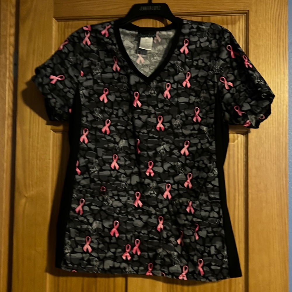 Breast cancer scrub top